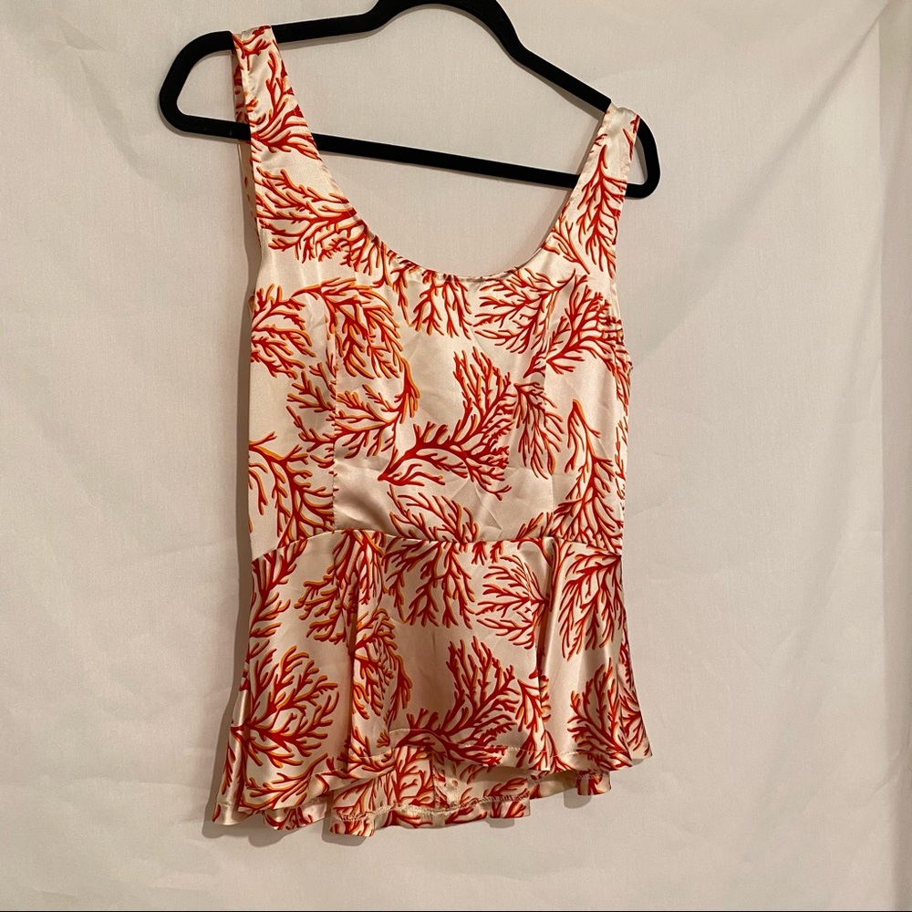 NWOT Silk Coral Peplum Blouse